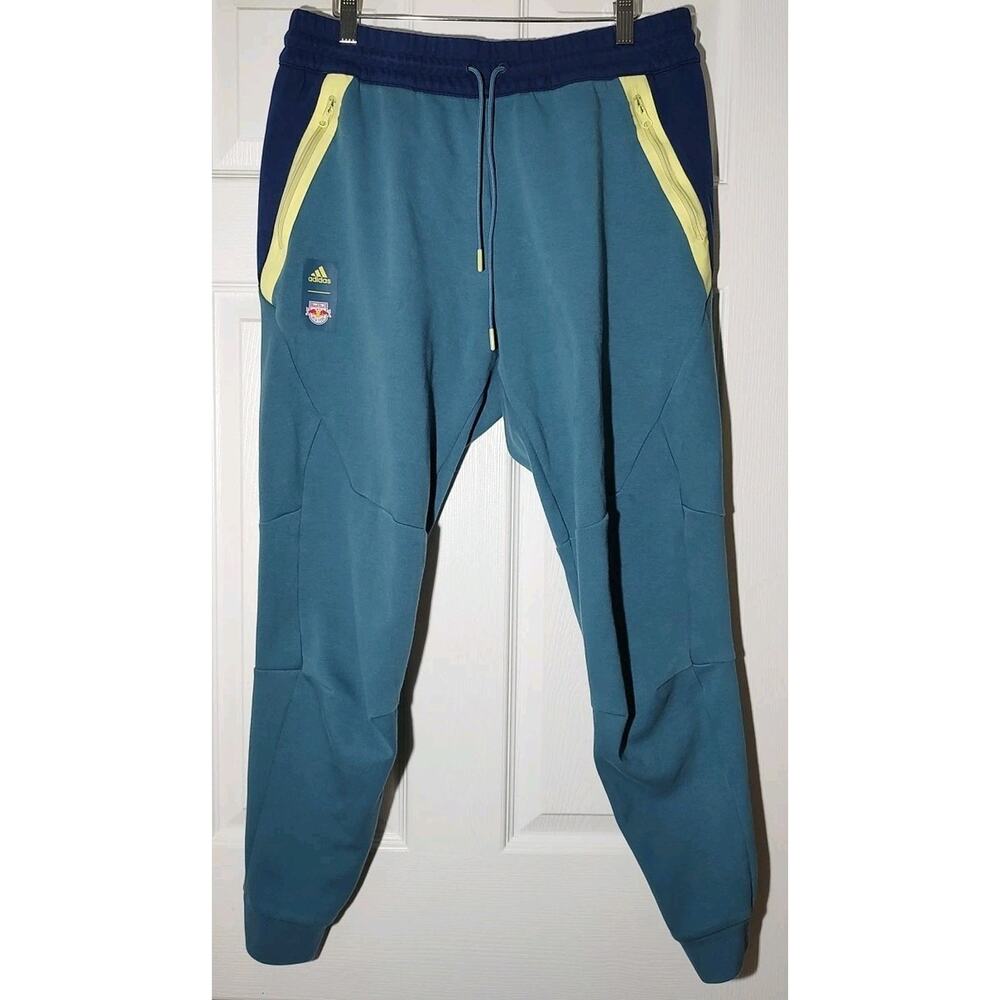 Men's New York Red Bulls Travel Pants Blue Adidas Football MLS Drawstring- Large